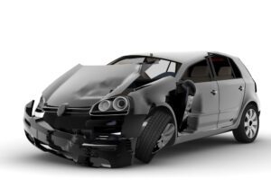 5 Common Car Accident Injuries - Car accident = An accident with a black car isolated on white
