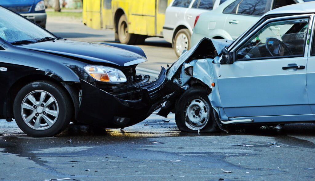 car accident lawyer with two cars crashed